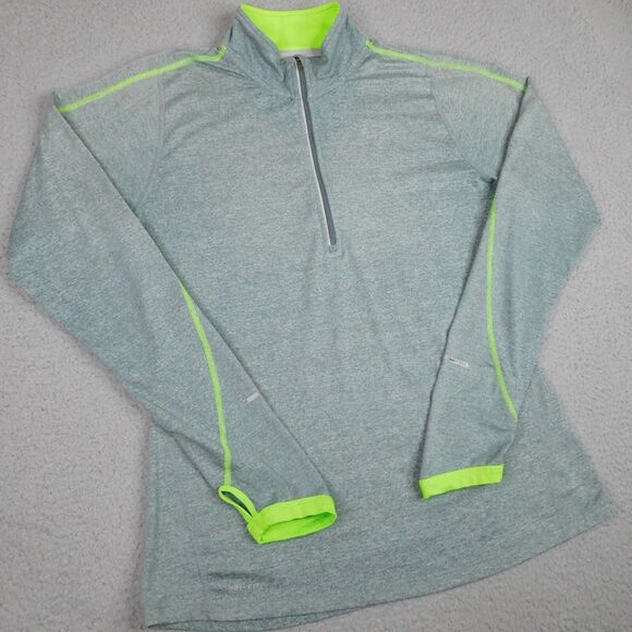 Nike Running Top Womens Medium Green 1/2 Zip Dri-Fit Element Pullover 481320-357 - Picture 2 of 14